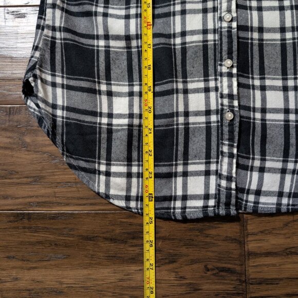 aerie plaid flannel shirt black white size XS - Picture 8 of 16